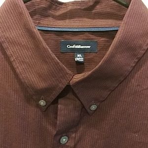 Mens maroon pinstripe dress shirt XL